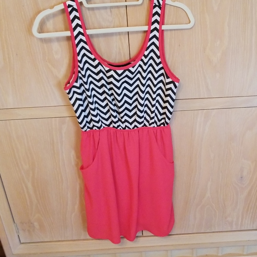 Anna Grace Red, black and white stripped  dress